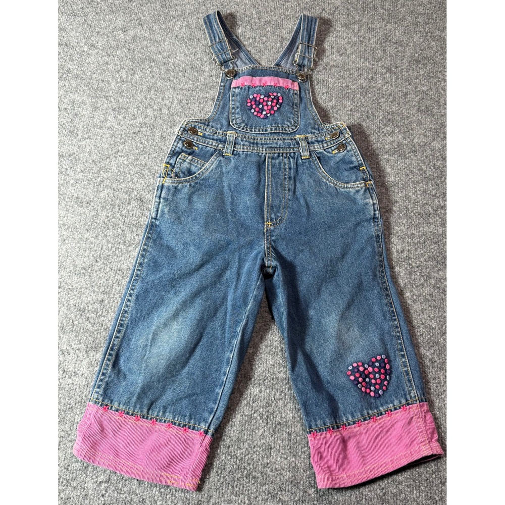 Denim Overalls Toddler Girl Heart Applique Pink Corduroy Bottoms‎ Cute